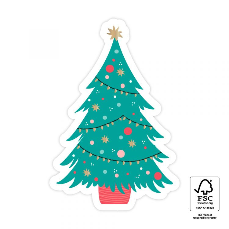 Cadeaustickers | Kerstboom | 10x